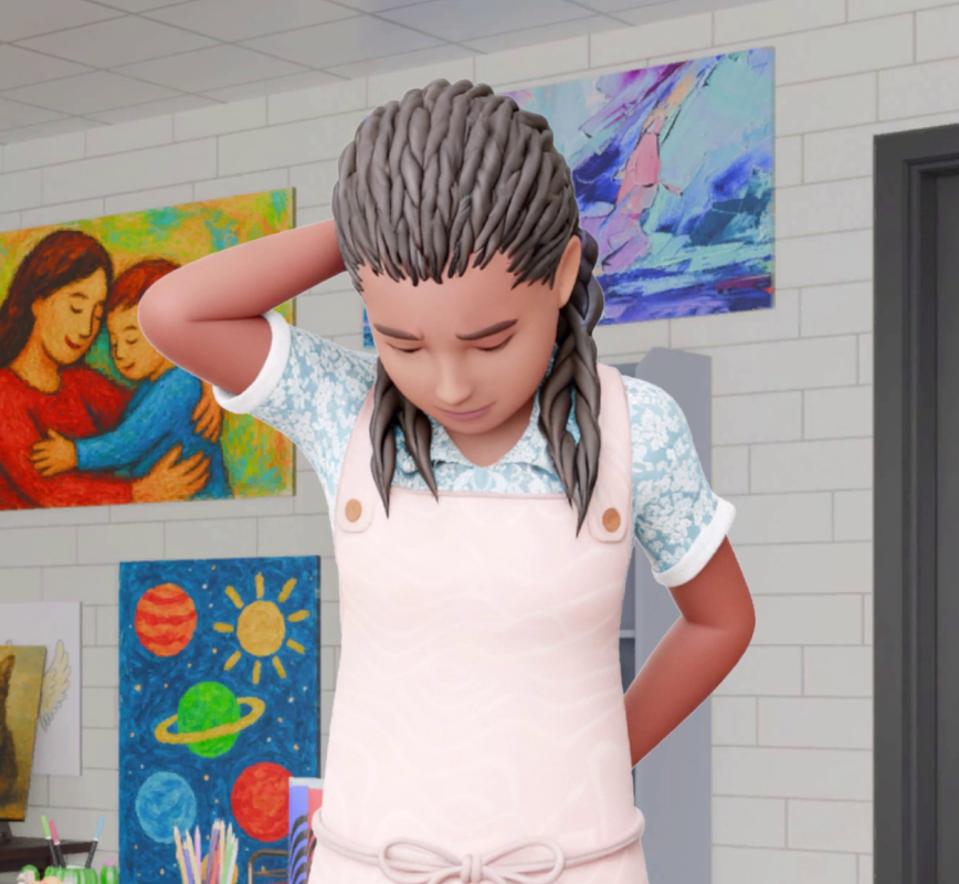 Zoe fidgets with her hair apologetically.