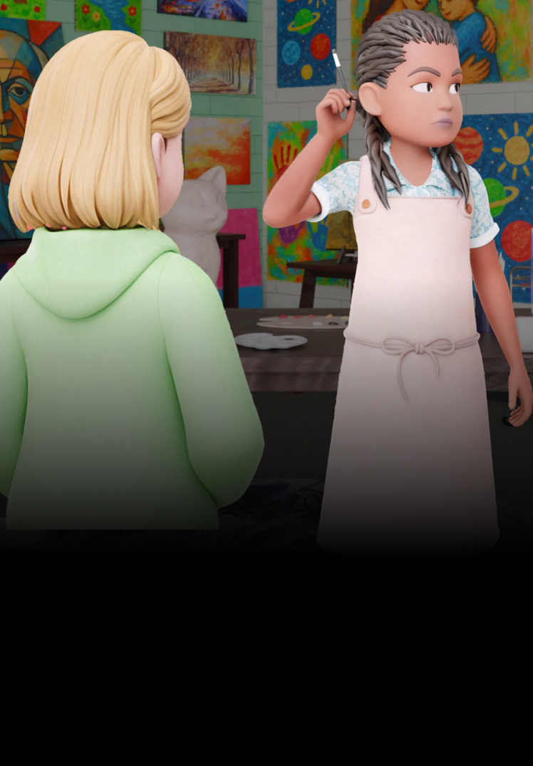 Zoe awkwardly greets a classmate.